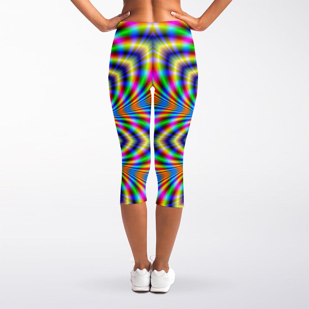 Octagonal Psychedelic Optical Illusion Women's Capri Leggings