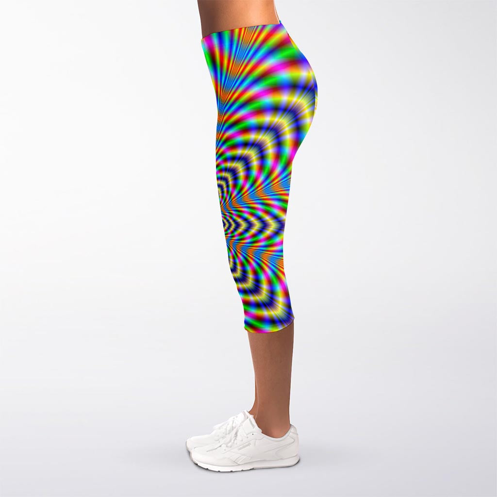 Octagonal Psychedelic Optical Illusion Women's Capri Leggings