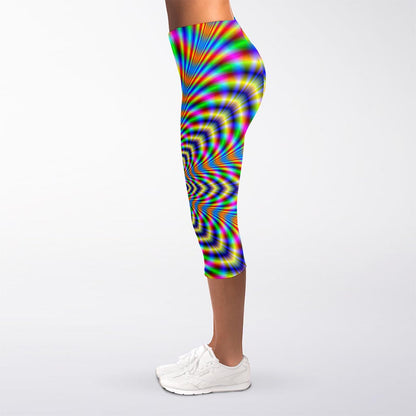 Octagonal Psychedelic Optical Illusion Women's Capri Leggings