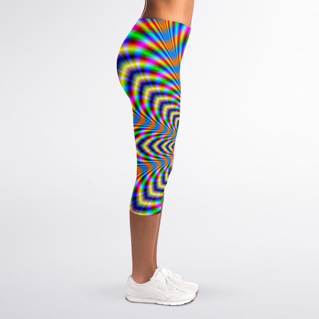 Octagonal Psychedelic Optical Illusion Women's Capri Leggings