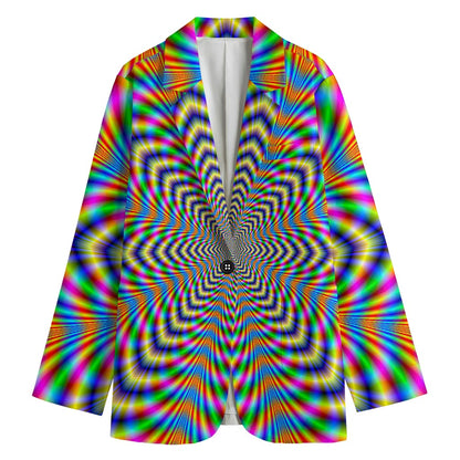 Octagonal Psychedelic Optical Illusion Women's Cotton Blazer