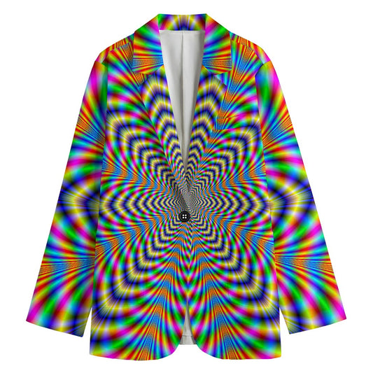 Octagonal Psychedelic Optical Illusion Women's Cotton Blazer