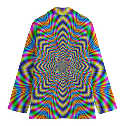 Octagonal Psychedelic Optical Illusion Women's Cotton Blazer