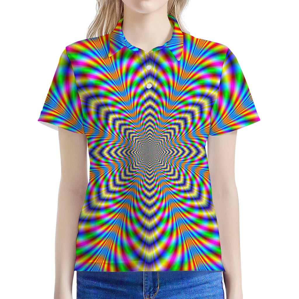 Octagonal Psychedelic Optical Illusion Women's Polo Shirt