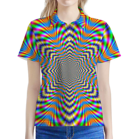 Octagonal Psychedelic Optical Illusion Women's Polo Shirt