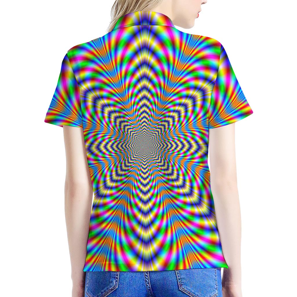 Octagonal Psychedelic Optical Illusion Women's Polo Shirt