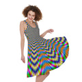 Octagonal Psychedelic Optical Illusion Sleeveless Knee Length Dress