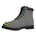 Octagonal Psychedelic Optical Illusion Padded Collar Lace Up Boots