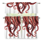 Octopus Tentacles Print 3 Piece Kitchen Curtains