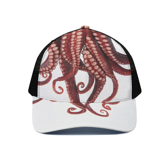 Octopus Tentacles Print Black Mesh Trucker Cap