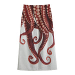 Octopus Tentacles Print Cotton Front Slit Maxi Skirt