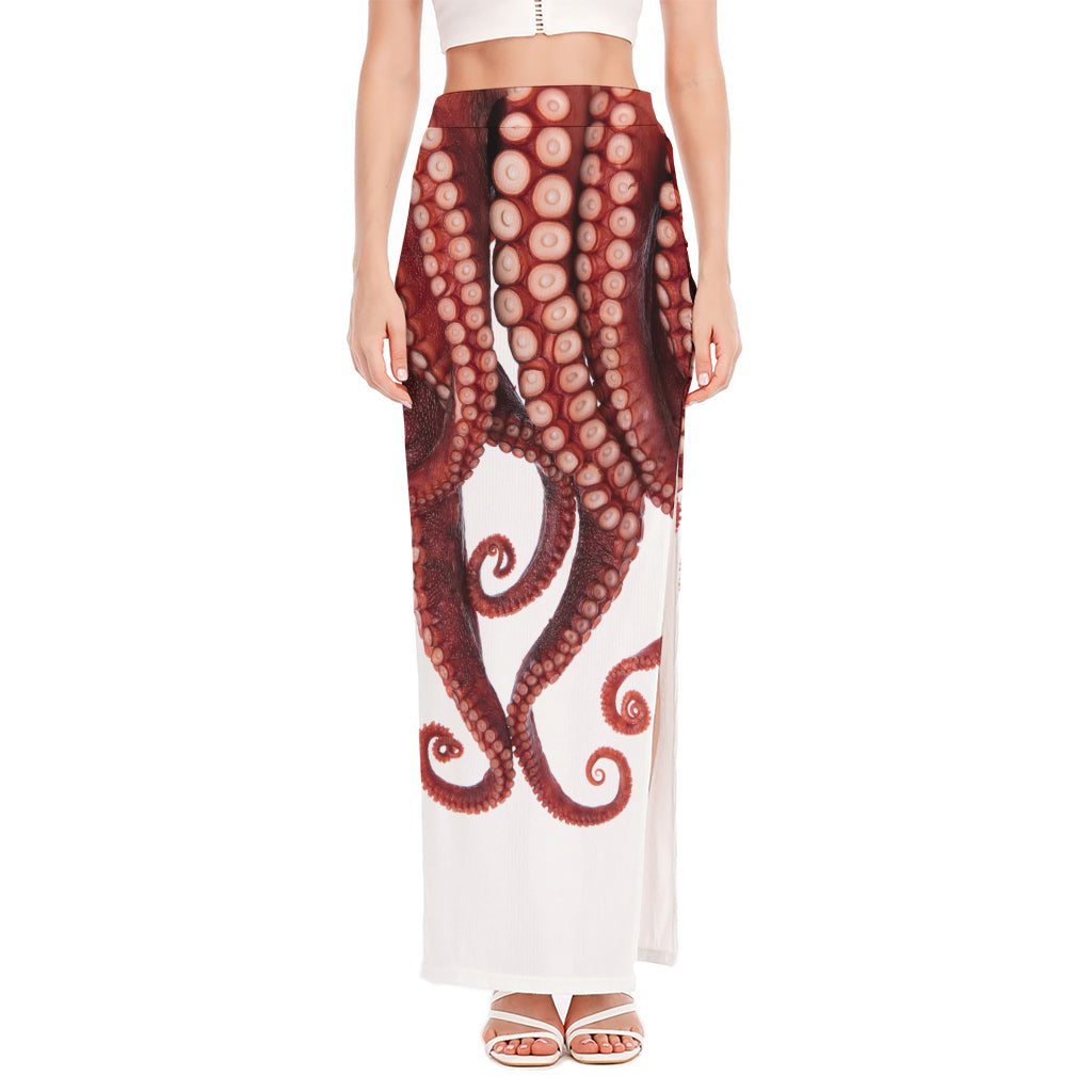 Octopus Tentacles Print High Slit Maxi Skirt