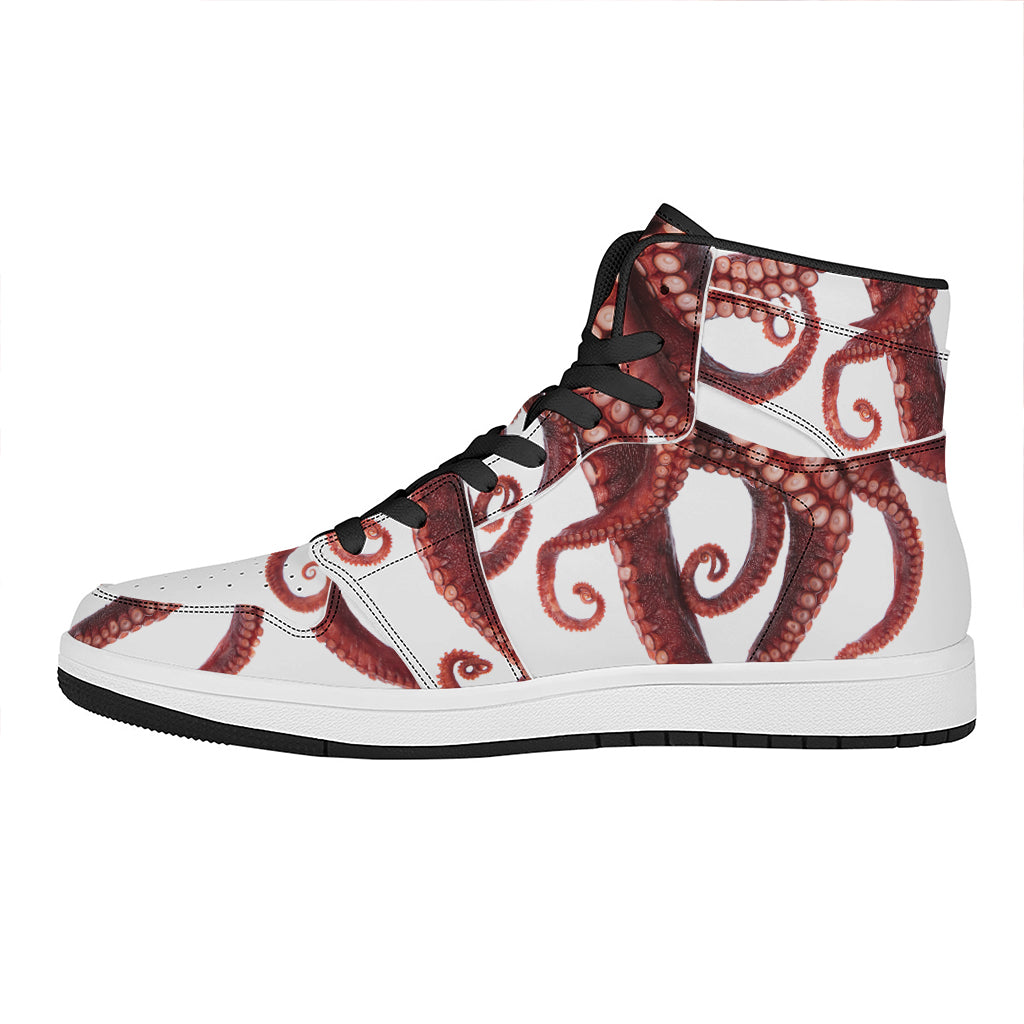 Octopus Tentacles Print High Top Leather Sneakers