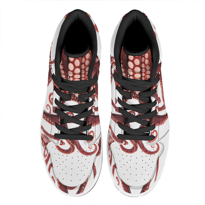 Octopus Tentacles Print High Top Leather Sneakers