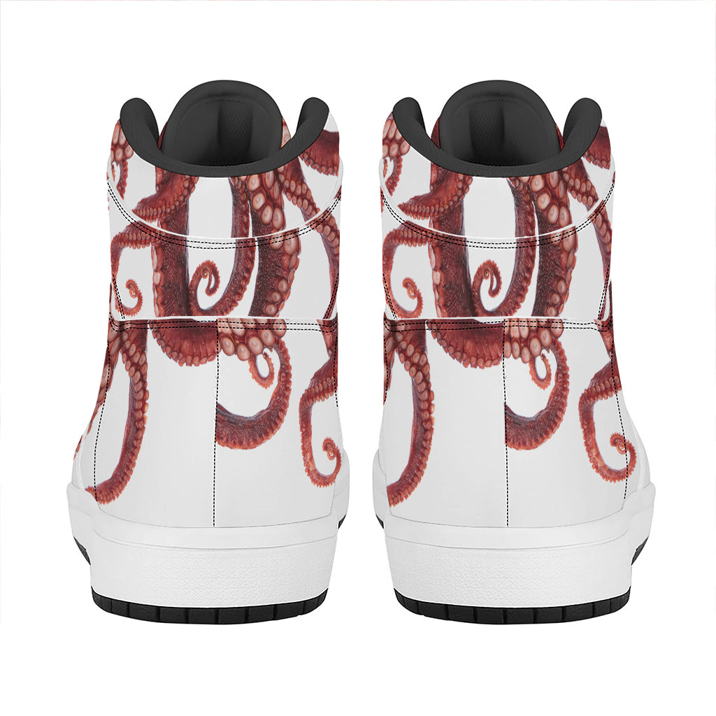 Octopus Tentacles Print High Top Leather Sneakers