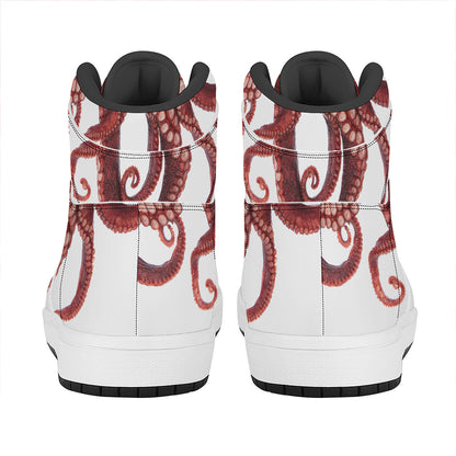 Octopus Tentacles Print High Top Leather Sneakers