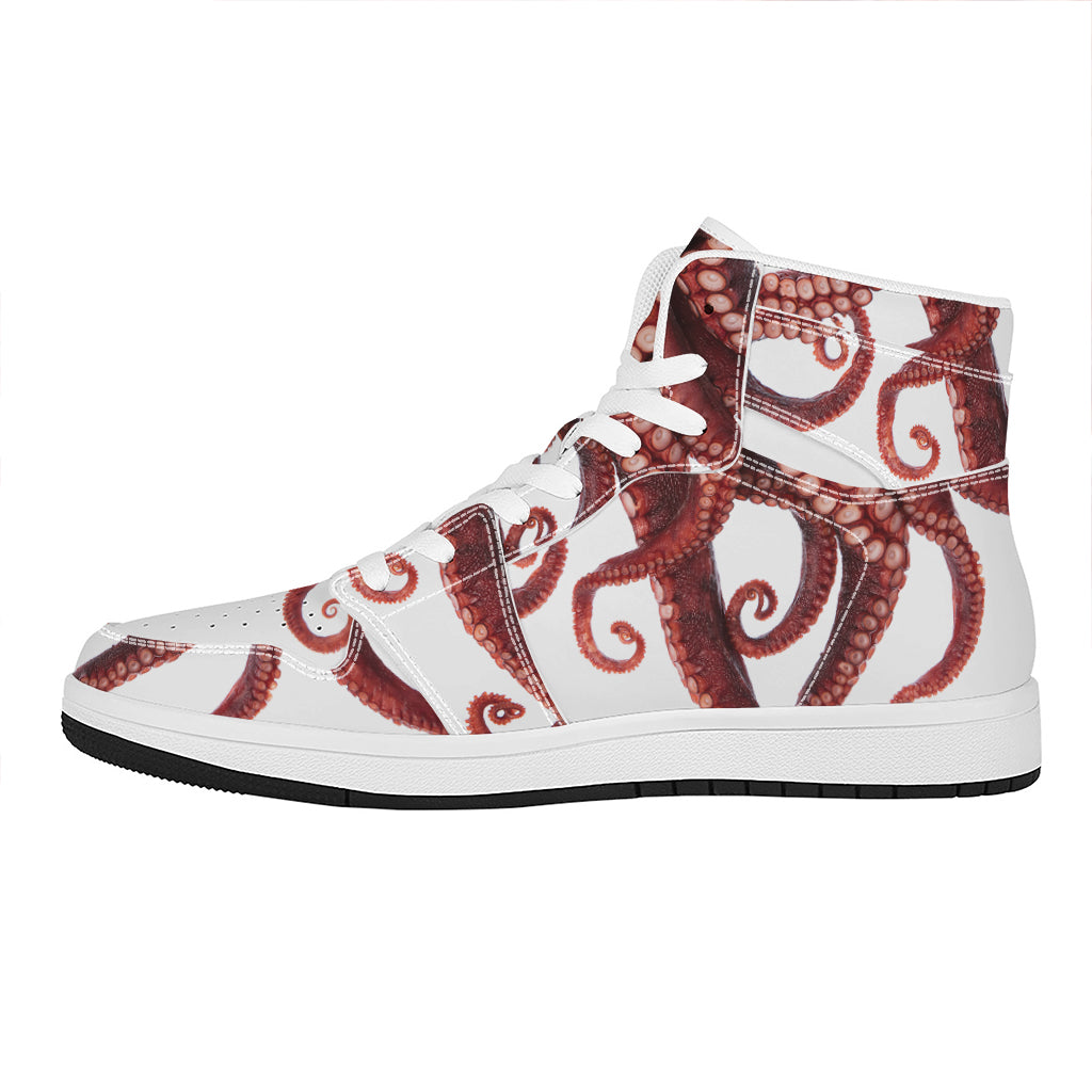 Octopus Tentacles Print High Top Leather Sneakers
