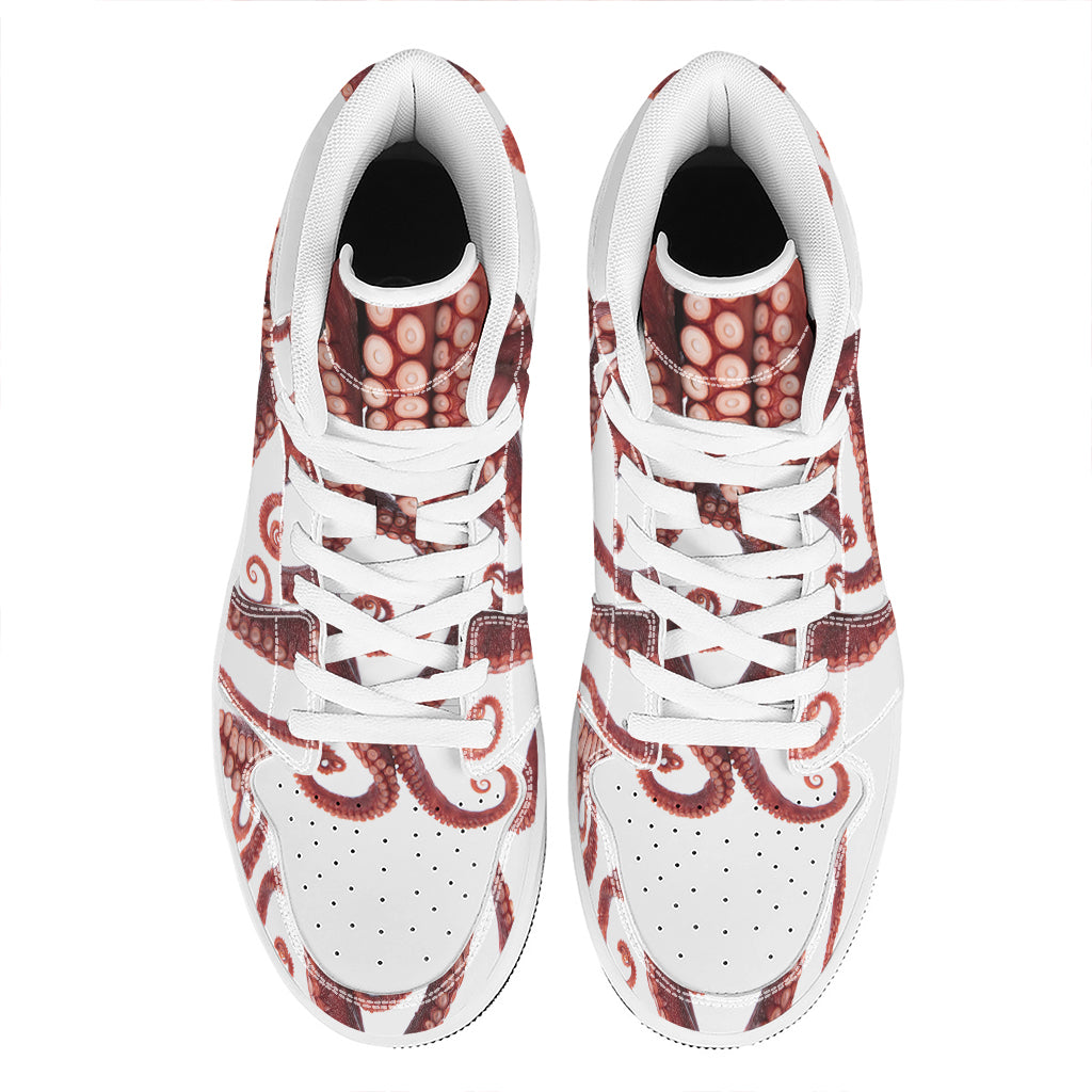 Octopus Tentacles Print High Top Leather Sneakers