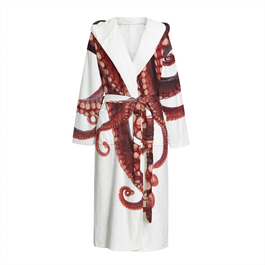 Octopus Tentacles Print Hooded Bathrobe