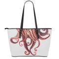 Octopus Tentacles Print Leather Tote Bag With Zipper