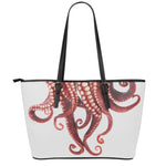 Octopus Tentacles Print Leather Tote Bag