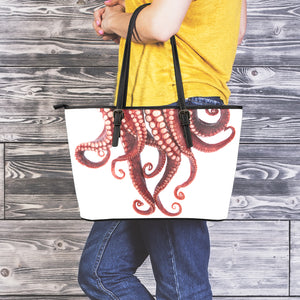 Octopus Tentacles Print Leather Tote Bag