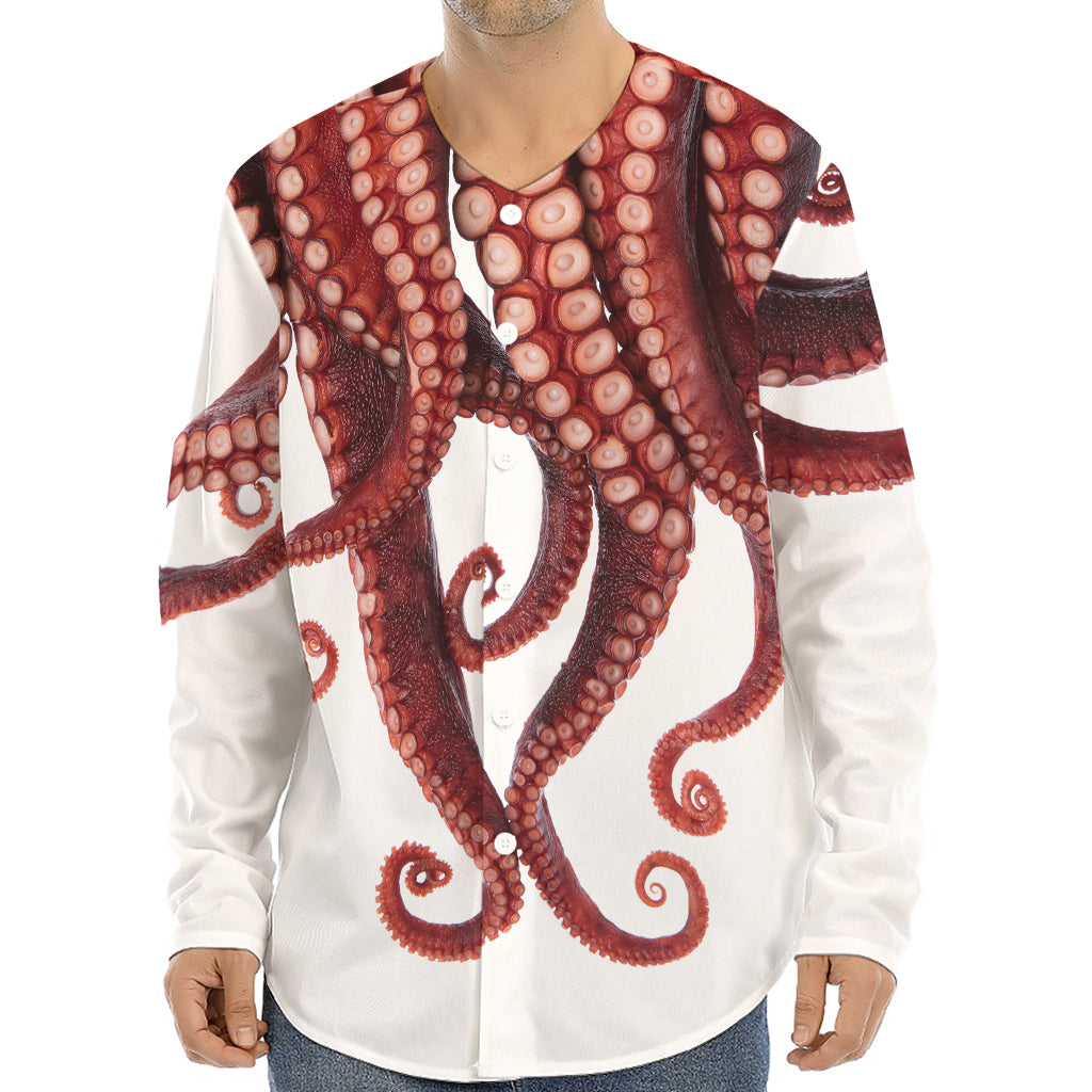 Octopus Tentacles Print Long Sleeve Baseball Jersey