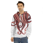 Octopus Tentacles Print Men's Velvet Pullover Hoodie