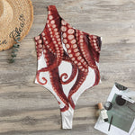 Octopus Tentacles Print One Shoulder Bodysuit