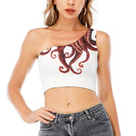 Octopus Tentacles Print One Shoulder Crop Top