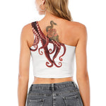Octopus Tentacles Print One Shoulder Crop Top