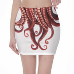 Octopus Tentacles Print Pencil Mini Skirt