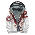 Octopus Tentacles Print Sherpa Lined Zip Up Hoodie