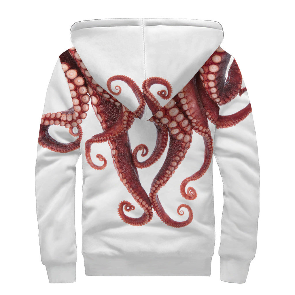 Octopus Tentacles Print Sherpa Lined Zip Up Hoodie