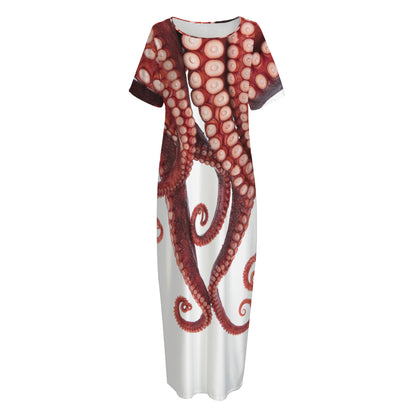 Octopus Tentacles Print Short Sleeve Long Nightdress