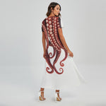 Octopus Tentacles Print Short Sleeve Maxi Dress