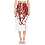 Octopus Tentacles Print Side Slit Midi Skirt