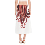 Octopus Tentacles Print Side Slit Midi Skirt