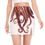 Octopus Tentacles Print Side Slit Mini Skirt