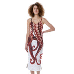Octopus Tentacles Print Slim Fit Midi Cami Dress