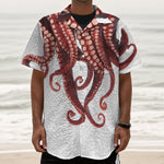 Octopus Tentacles Print Textured Short Sleeve Shirt