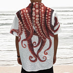 Octopus Tentacles Print Textured Short Sleeve Shirt
