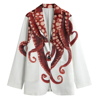 Octopus Tentacles Print Women's Cotton Blazer