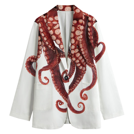 Octopus Tentacles Print Women's Cotton Blazer