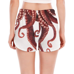 Octopus Tentacles Print Women's Split Running Shorts