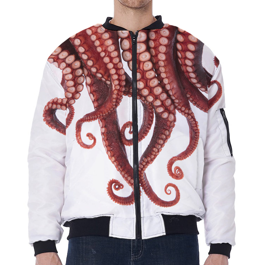 Octopus Tentacles Print Zip Sleeve Bomber Jacket