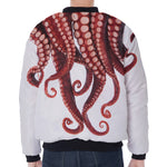 Octopus Tentacles Print Zip Sleeve Bomber Jacket