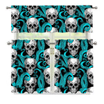 Octopus Tentacles Skull Pattern Print 3 Piece Kitchen Curtains