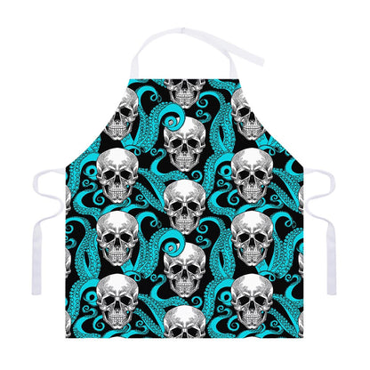 Octopus Tentacles Skull Pattern Print Adjustable Apron
