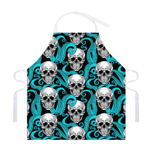Octopus Tentacles Skull Pattern Print Adjustable Apron